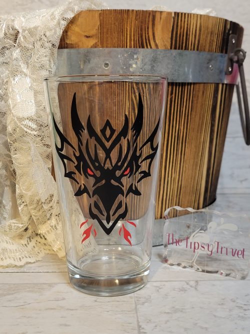 Dragon Red Flames Pint Glass